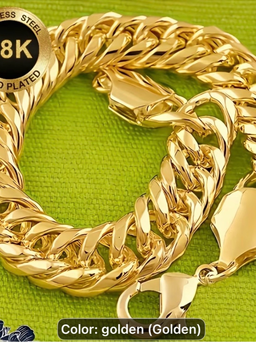 Gold-Tone Men's Cuban Link Bracelet - 8K Plated